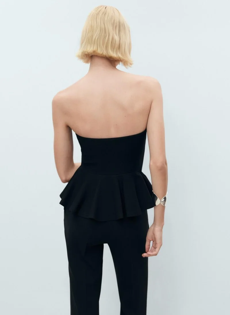 MANGO Strapless Peplum Top